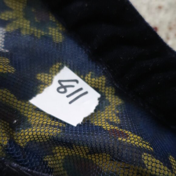 Women Sacai Blue Maoon Floral Corduroy Short Sleeve Pleated Top Blouse L - Picture 10 of 10